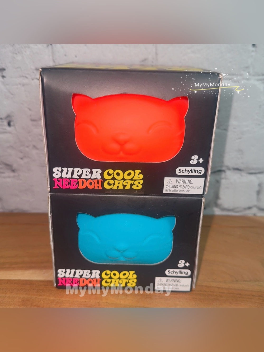 NeeDoh Super Cool Cats Squishy Bundle Orange And Blue